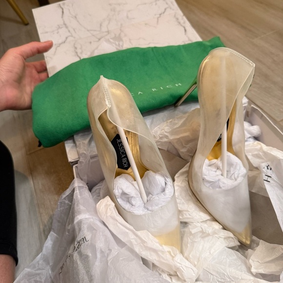 Jessica Rich Gold and Clear Fancy Stiletto Heels, Women’s Size 37/ US 7 - Picture 6 of 8